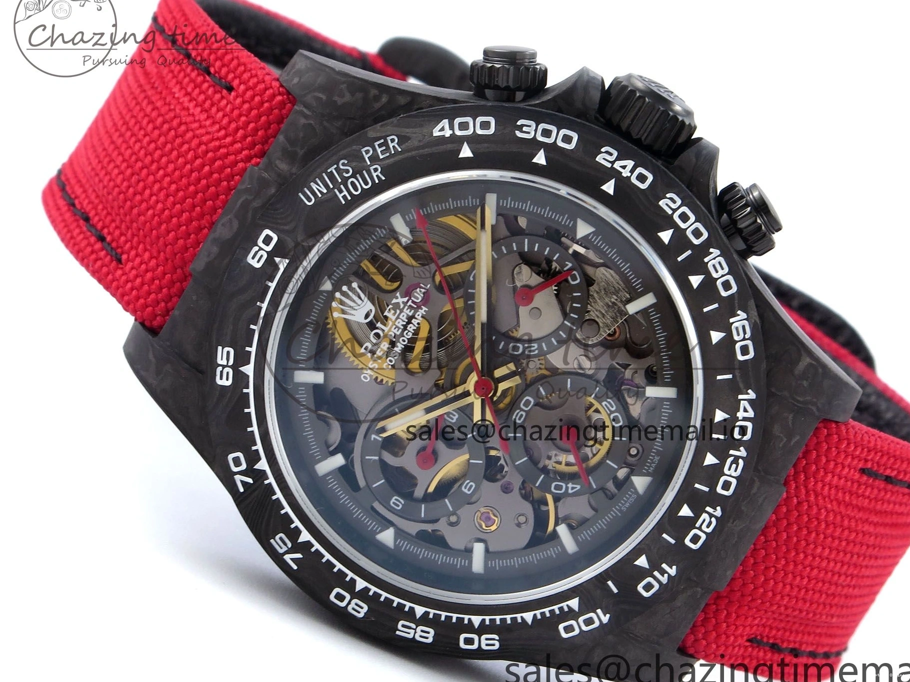 0405 Daytona Diw 40mm N6F 1:1 Best Edition Gray Skeleton Dial Red Nylon Strap DD Original 900
